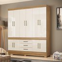 Ver imagem 5 de Conjunto de Guarda Roupa e Cômoda Casal Cairo 10 Portas 4 Gavetas MDP Amêndola Off White Demóbile