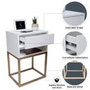 Ver imagem 3 de Mesa de Cabeceira Industrial 40cm Branco Gaveta e Nicho Pés Ferro Dourado para Quarto Cama
