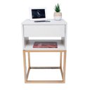 Ver imagem 5 de Mesa de Cabeceira Industrial 40cm Branco Gaveta e Nicho Pés Ferro Dourado para Quarto Cama
