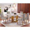 Ver imagem 1 de Conjunto Sala de Jantar 6 Lugares Mesa Lisy e 6 Cadeiras Jade Veludo - Móveis Mix