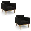 Ver imagem 2 de Kit 2 Poltronas Decorativas Karen Pés Fixo em Madeira Castanho Suede Preto G19 - Gran Belo