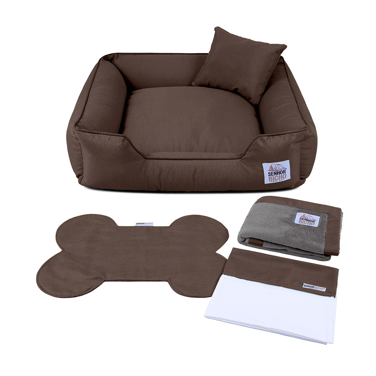 Enxoval Cama de Cachorro Impermeável com Zíper Pandora - M - Capuccino