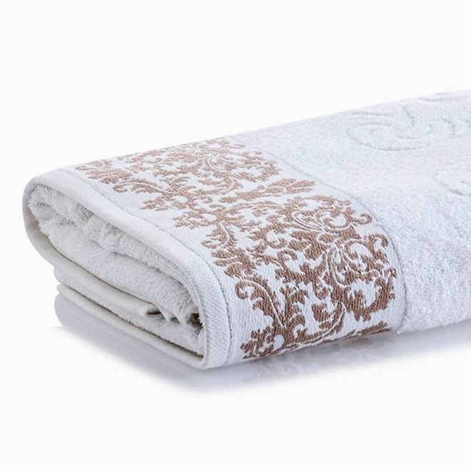 Toalha de Banho Jacquard Medalhão Branco - 2