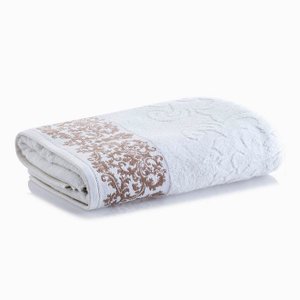 Toalha de Banho Jacquard Medalhão Branco