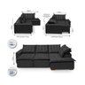 Sofá De Canto 5 Lugares 270cm Retrátil E Reclinável Preto - 4