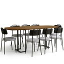 Ver imagem 2 de Mesa Retangular Alina 200cm Cinamomo Preto com 8 Cadeiras Barcelona N01 Couríssimo Preto Linho Cinza