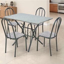Conjunto Sala de Jantar Mesa Tampo de Granito Retangular com 4 Cadeiras Bruna  - 1