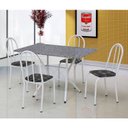 Ver imagem 1 de Conjunto Sala de Jantar Mesa Tampo Granito Retangular com 4 Cadeiras Bruna Branco/Cinza