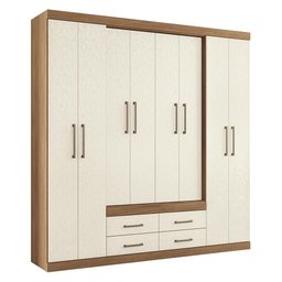 Guarda Roupa Casal Nápoles 8.4 8 Portas 4 Gavetas Jatobá/areia - Santos Andirá - 1