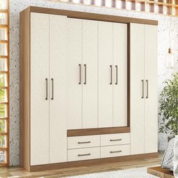 Guarda Roupa Casal Nápoles 8.4 8 Portas 4 Gavetas Jatobá/areia - Santos Andirá - 2
