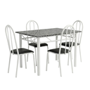 Ver imagem 2 de Conjunto Mesa de Jantar 4 Lugares Retangular em Aço com Tampo em Granito Monique Mescla Branco/Preto