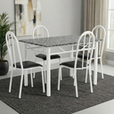 Ver imagem 1 de Conjunto Mesa de Jantar 4 Lugares Retangular em Aço com Tampo em Granito Monique Mescla Branco/Preto