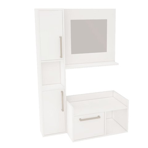 Armário de Banheiro com 03 Portas e 01 Nicho com Espelho Branco