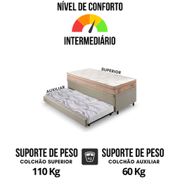 Bicama Box Baú Solteiro com Colchão Molas Ensacadas Berlim Bege Probel Linho Bege 88x188 - 7