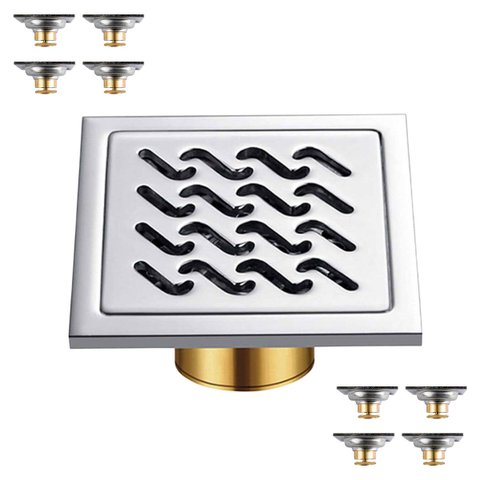 Ralo Inox 10x10 Banheiro Kit 8 Uni Anti Odor Anti Inseto Lavanderia Quintal Higienico Resistente Dur