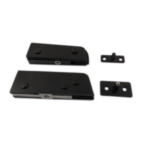 Kit dobradiças + pivôs para porta pivotante de vidro temperado blindex - Preto
