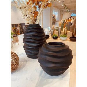 Vaso Ondas Decorativo Preto Médio em Cerâmica