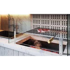 Grelha Barra Redonda Esmaltada Uruguaia Churrasco Reta 80x50