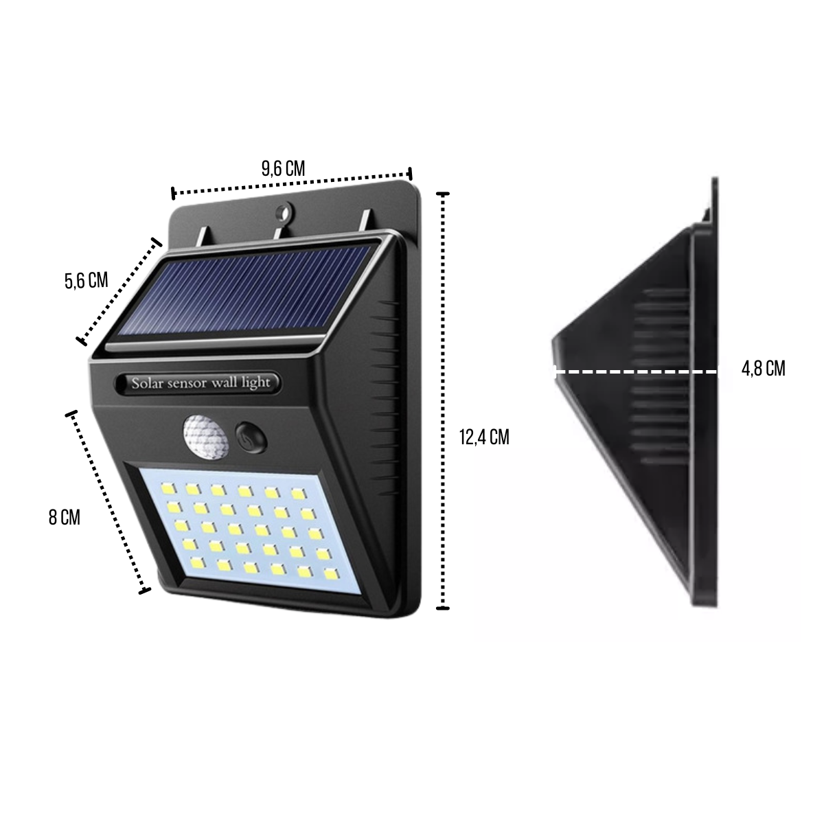 Kit 2 Luminárias Led Arandela Solar Luz Com Sensor De Presença Movimento Para Paredes Muros Quintais - 2