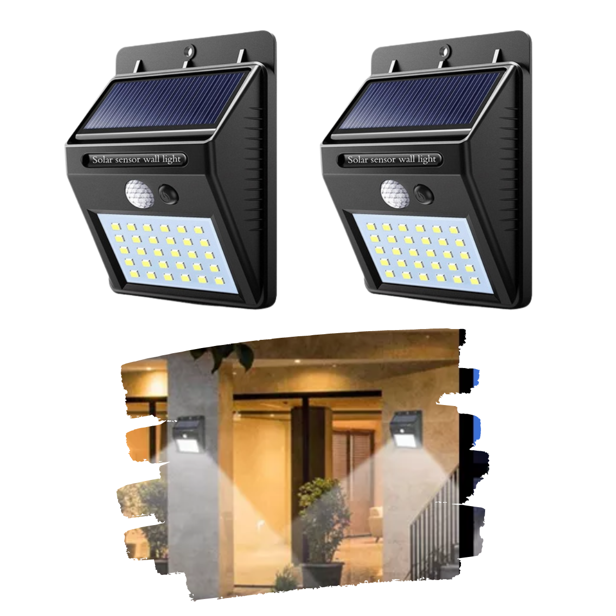 Kit 2 Luminárias Led Arandela Solar Luz Com Sensor De Presença Movimento Para Paredes Muros Quintais - 1