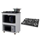 Ver imagem 1 de Kit Balcão Turim Branco e Fogão Cooktop Ultra Chama 5 Bocas com Trempe de Chapa Preto Chamalux