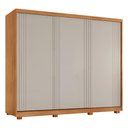 Ver imagem 2 de Guarda-Roupa Casal 100% MDF com 3 Portas de Correr e Pés 182cm Multimóveis CR35532 Madeirado/Off