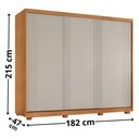 Ver imagem 4 de Guarda-Roupa Casal 100% MDF com 3 Portas de Correr e Pés 182cm Multimóveis CR35532 Madeirado/Off