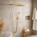 Ver imagem 3 de Ducha 20x20 Slim Fina + Braço com Desviador Dourado Fosco