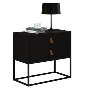 Mesa de Cabeceira Unic 60cm Preto Estilo Industrial Pés Preto