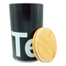 Kit 3 Porta Mantimento Café Açúcar Chá Hermético Tampa Bambu:preto - 5