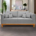Ver imagem 2 de SOFA 3 LUGARES Benny base em madeira lateral  courvim Linho cinza