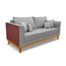 SOFA 3 LUGARES Benny base em madeira lateral  courvim Linho cinza - 1