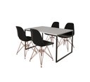 Ver imagem 2 de Mesa Industrial Base Ferro Preto Tampo 137x90 Branco 4 Cadeiras Eames Ferro Cobre Assento Preto