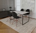 Ver imagem 1 de Mesa Industrial Base Ferro Preto Tampo 137x90 Branco 4 Cadeiras Eames Ferro Cobre Assento Preto