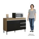 Ver imagem 5 de Balcão de Cozinha com Tampo 100cm 3 Gavetas Andréia Amêndoa/preto - Ajl Móveis
