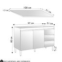 Ver imagem 4 de Balcão de Cozinha com Tampo 100cm 3 Gavetas Andréia Amêndoa/preto - Ajl Móveis