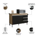 Ver imagem 3 de Balcão de Cozinha com Tampo 100cm 3 Gavetas Andréia Amêndoa/preto - Ajl Móveis