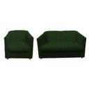 Ver imagem 1 de Kit Namoradeira + 1 Poltrona Decorativa Biane Suede Verde Pés Cromado Ms Decor
