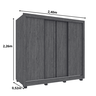 Guarda Roupa Casal 4 Portas com Reforço Metálico Espelho 6 Gavetas Portinari Prime - Imop: Cinamomo - 4