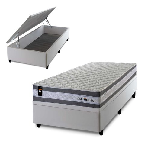 Conjunto Box Baú Alpine Branco 96x203x72 c/ Molas Ensacadas