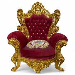 Jogo de Sofá Clássico Vermelho com Dourado + Par de Poltronas 265x162x100cm - 4