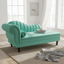 Ver imagem 2 de Recamier Decorativo Divã Amsterdã 147cm Lado Direito Veludo Acqua
