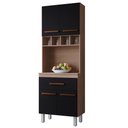 Ver imagem 1 de Armario Paneleiro 4 Portas 1 Gaveta 197x60 cm Vitoria Savana Preto Mobbs