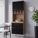Ver imagem 2 de Armario Paneleiro 4 Portas 1 Gaveta 197x60 cm Vitoria Savana Preto Mobbs