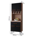 Ver imagem 3 de Armario Paneleiro 4 Portas 1 Gaveta 197x60 cm Vitoria Savana Preto Mobbs