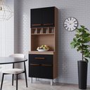 Ver imagem 5 de Armario Paneleiro 4 Portas 1 Gaveta 197x60 cm Vitoria Savana Preto Mobbs