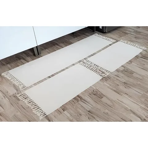 Jogo de Cozinha Tapetes com Passadeira Kit 3 Peças  Cor: Cru