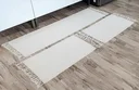 Ver imagem 1 de Jogo de Cozinha Tapetes com Passadeira Kit 3 Peças Cor: Cru