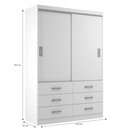 Ver imagem 2 de Guarda Roupa Casal Veneza Premium 2 Portas de Correr 6 Gavetas - Branco Branco