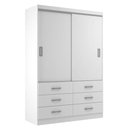 Ver imagem 4 de Guarda Roupa Casal Veneza Premium 2 Portas de Correr 6 Gavetas - Branco Branco